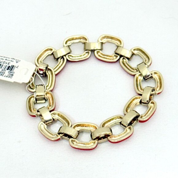 Red and Gold Tone Enamel Link Bracelet with Rhinestones by Dillard's - NWT - Picture 5 of 7